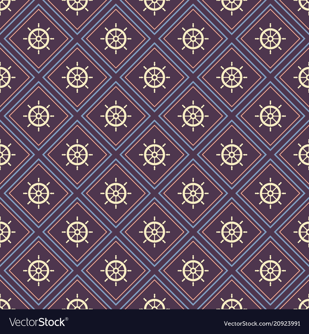 Seamless nautical pattern with steering wheels