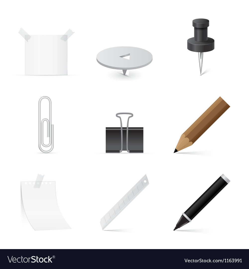 Set von Icons für Büro und Schreibwaren