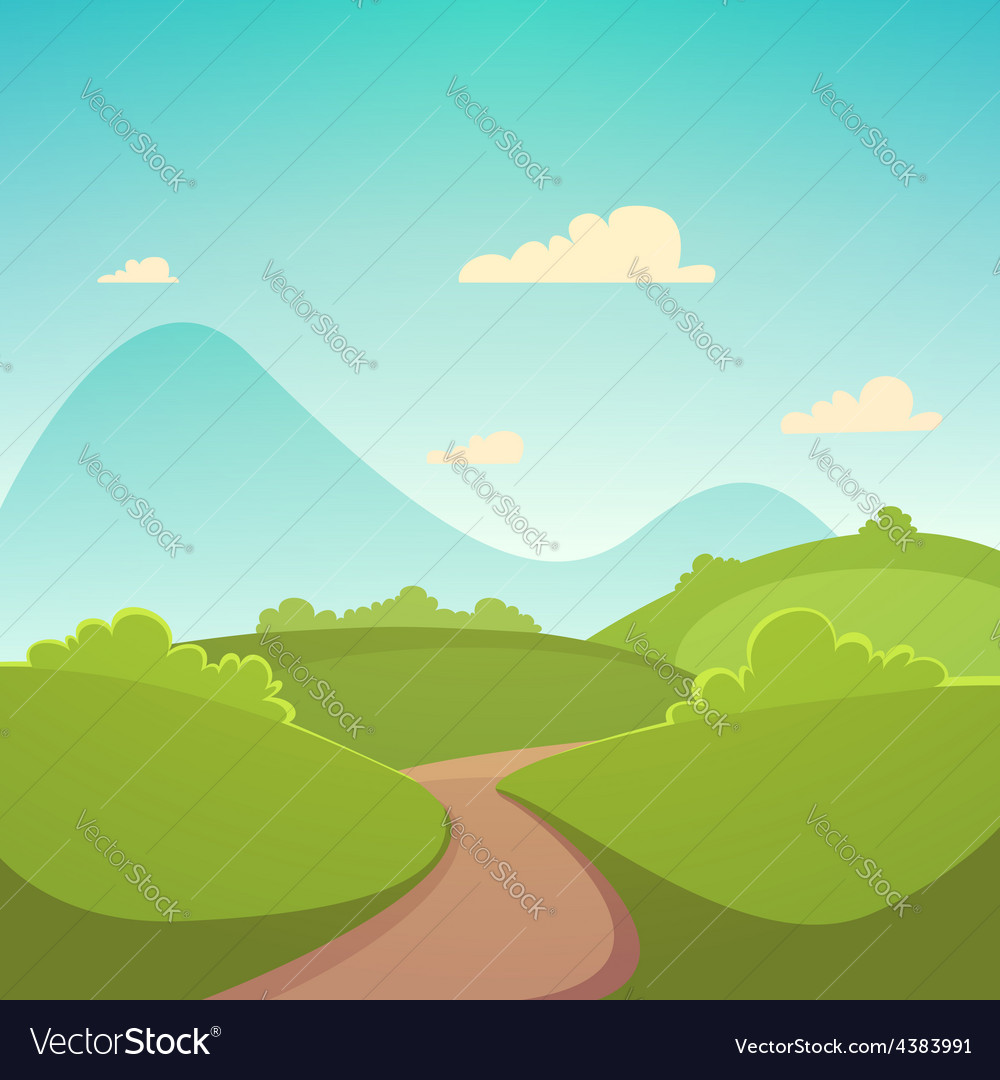 Summer cartoon landscape Royalty Free Vector Image