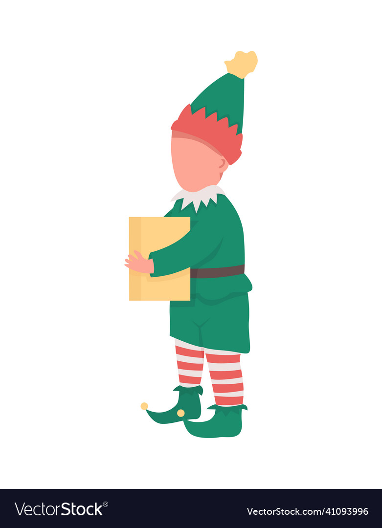 Christmas elf flat color faceless character