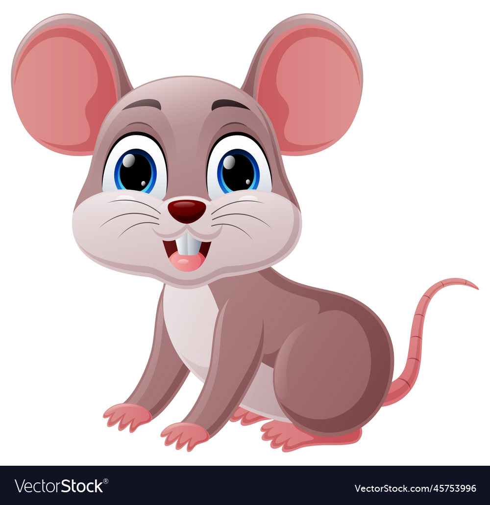 Cute little mouse cartoon on white background Vector Image