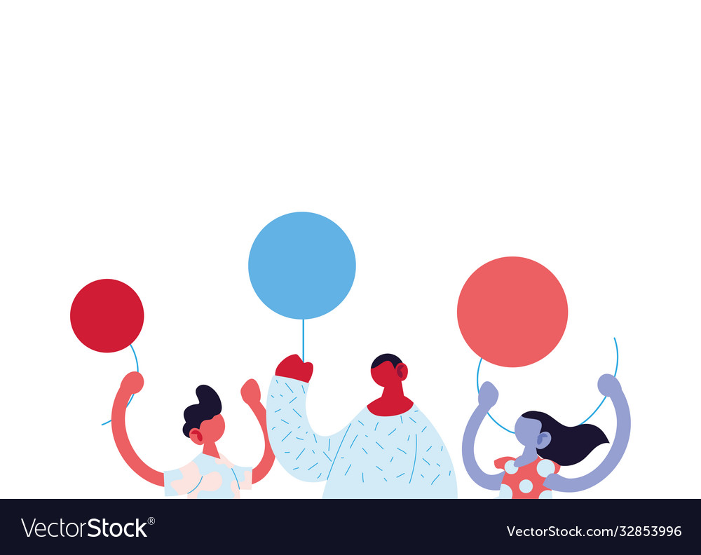 Father son and daughter cartoon with balloons Vector Image