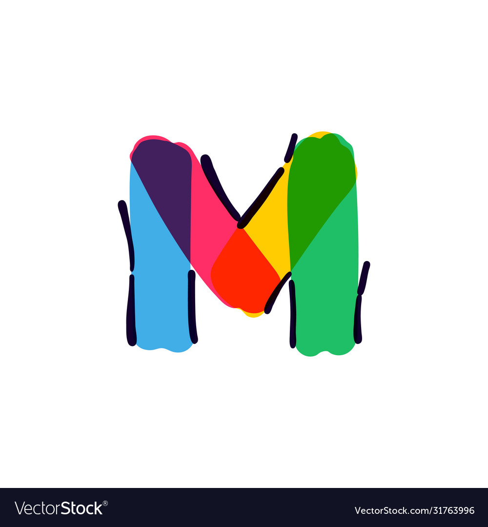 M letter logo handwritten with a multicolor