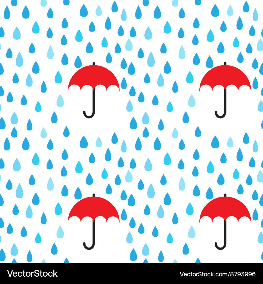 Rain drops and umbrella seamless pattern Vector Image