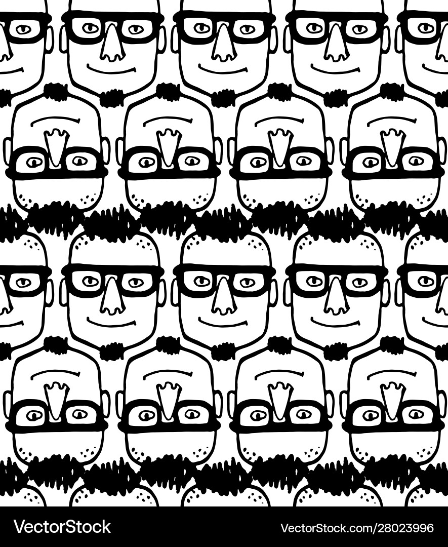 Seamless pattern with hipster face Royalty Free Vector Image