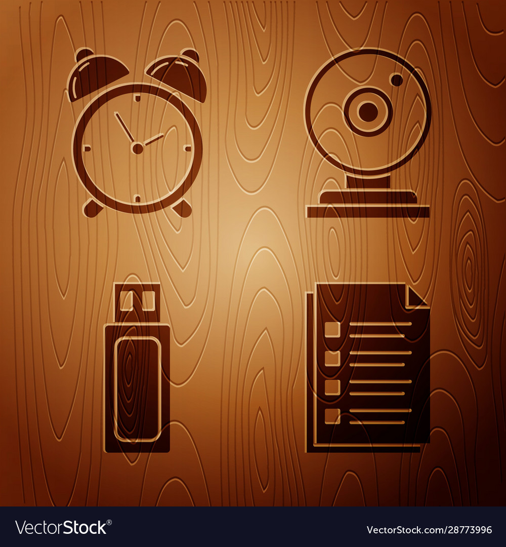 Set file document alarm clock usb flash drive Vector Image