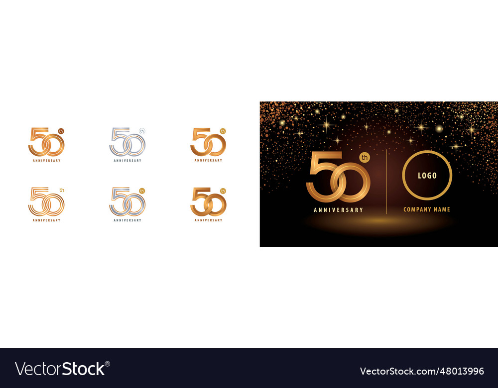 Set Of 50th Anniversary Logotype Design Fifty Vector Image 2593