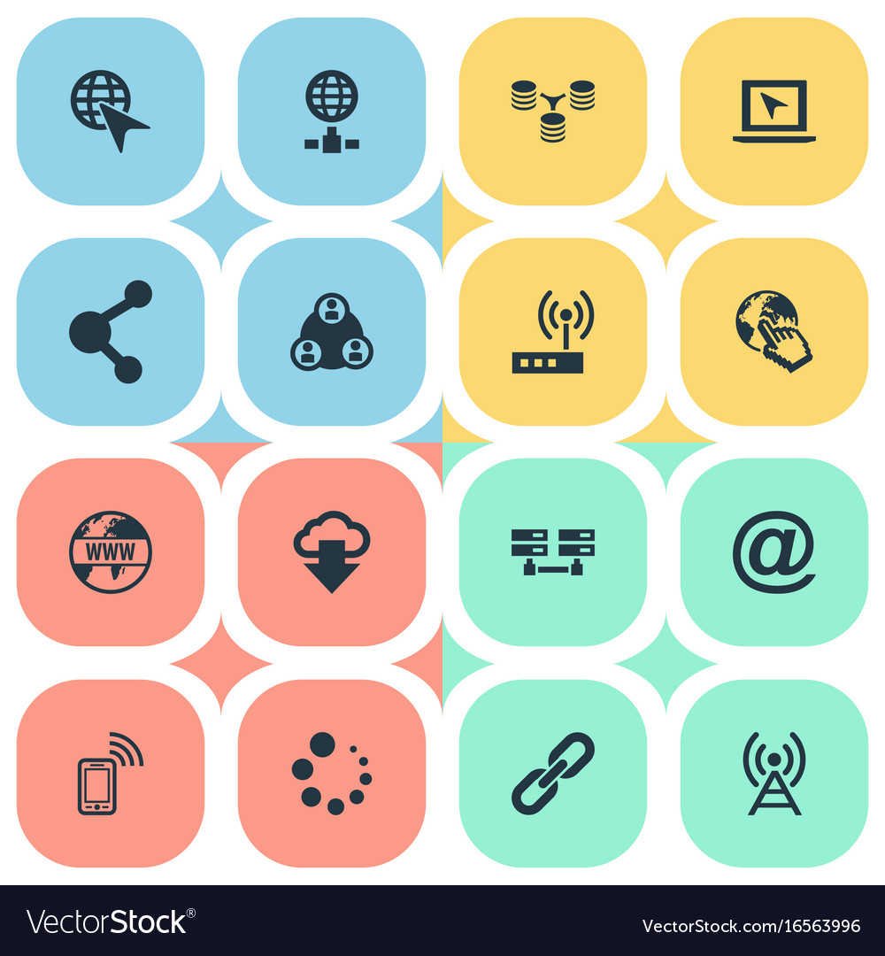 Set of simple network icons Royalty Free Vector Image