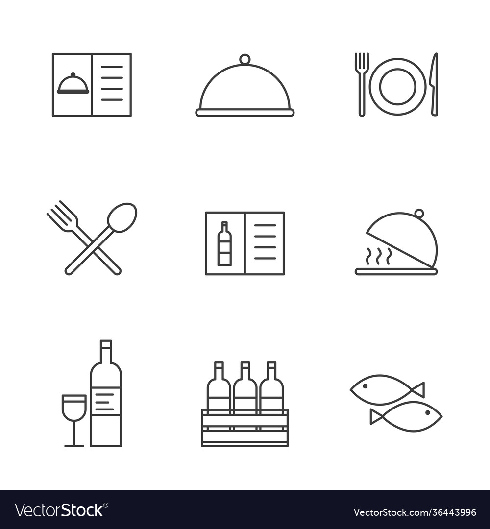 Set simple restaurant utensils icon in trendy