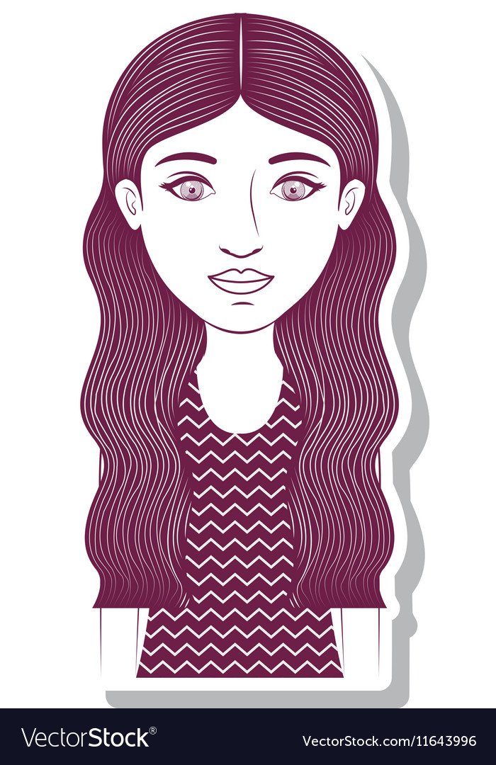 Silhouette Teenager With Long Wavy Hair Royalty Free Vector
