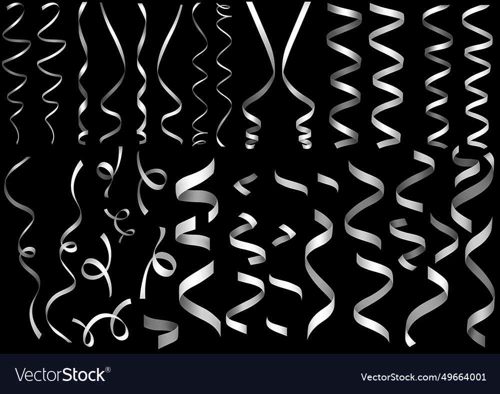 Big set of silver spirally twisted confetti Vector Image