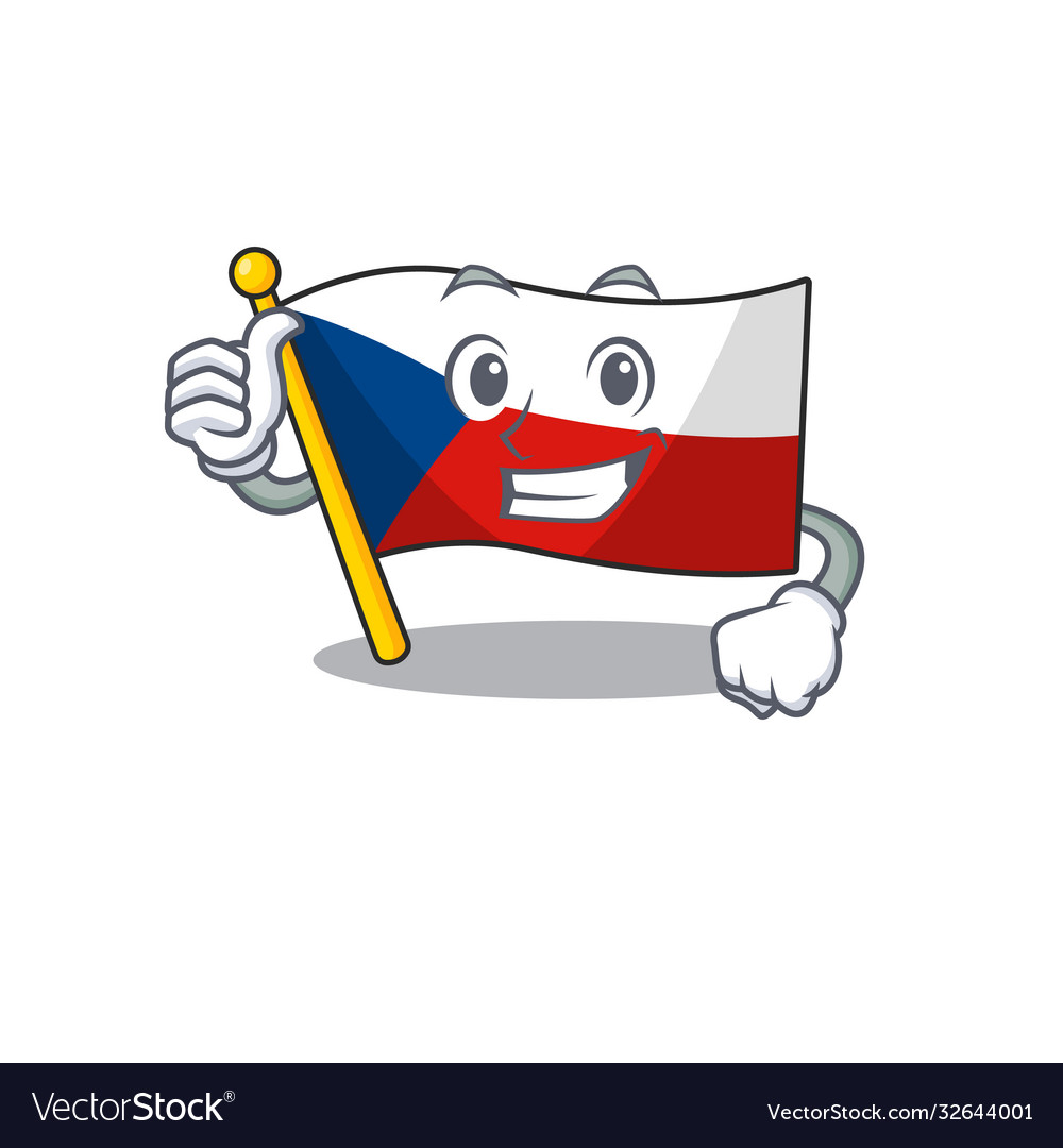 Cheerfully flag czechia making thumbs up gesture