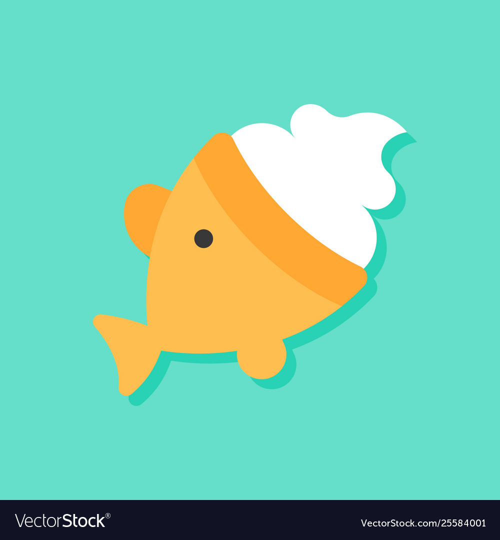 Fish-shaped ice cream sweets flat style icon