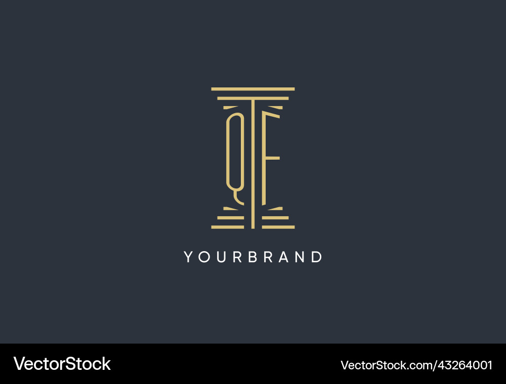 Qf initial monogram with pillar shape logo design Vector Image