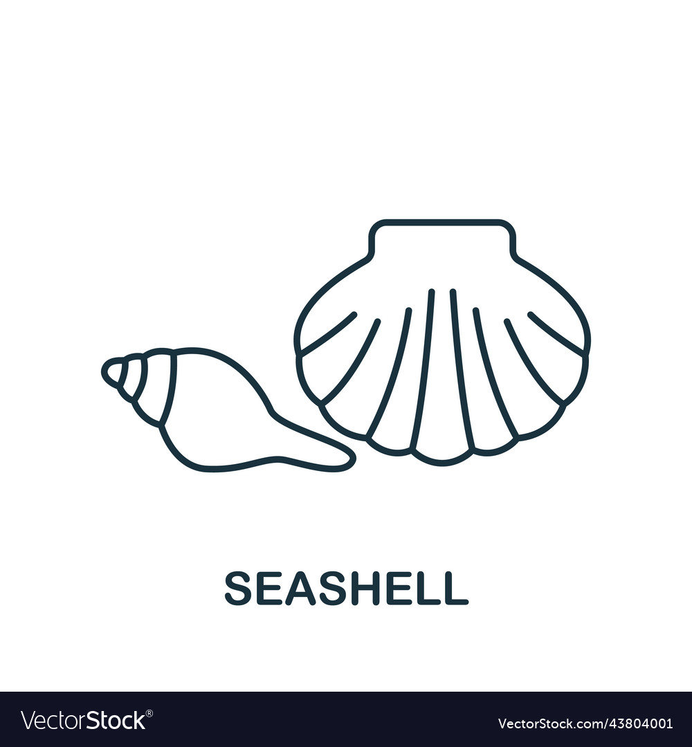 Seashell icon line simple summer icon Royalty Free Vector
