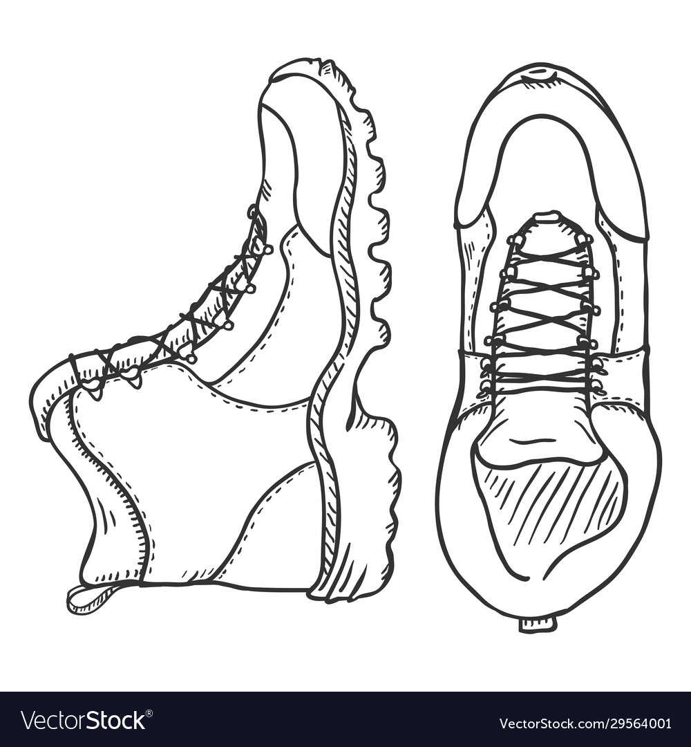 Sketch - extreme hiking boots side and top view