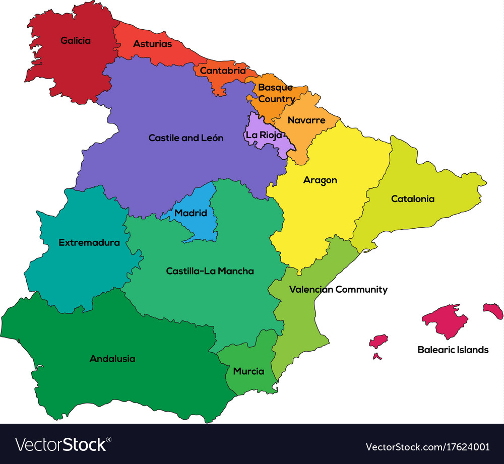 Spain regions Royalty Free Vector Image - VectorStock