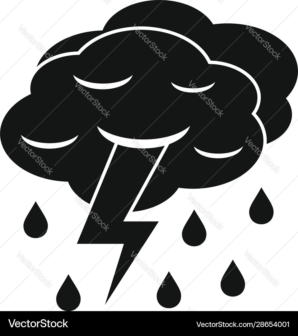 Thunderstorm cloud icon simple style Royalty Free Vector