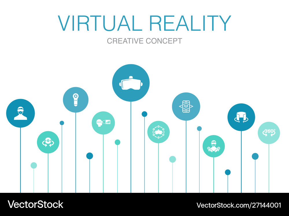 Virtual reality infographic 10 steps templatevr Vector Image