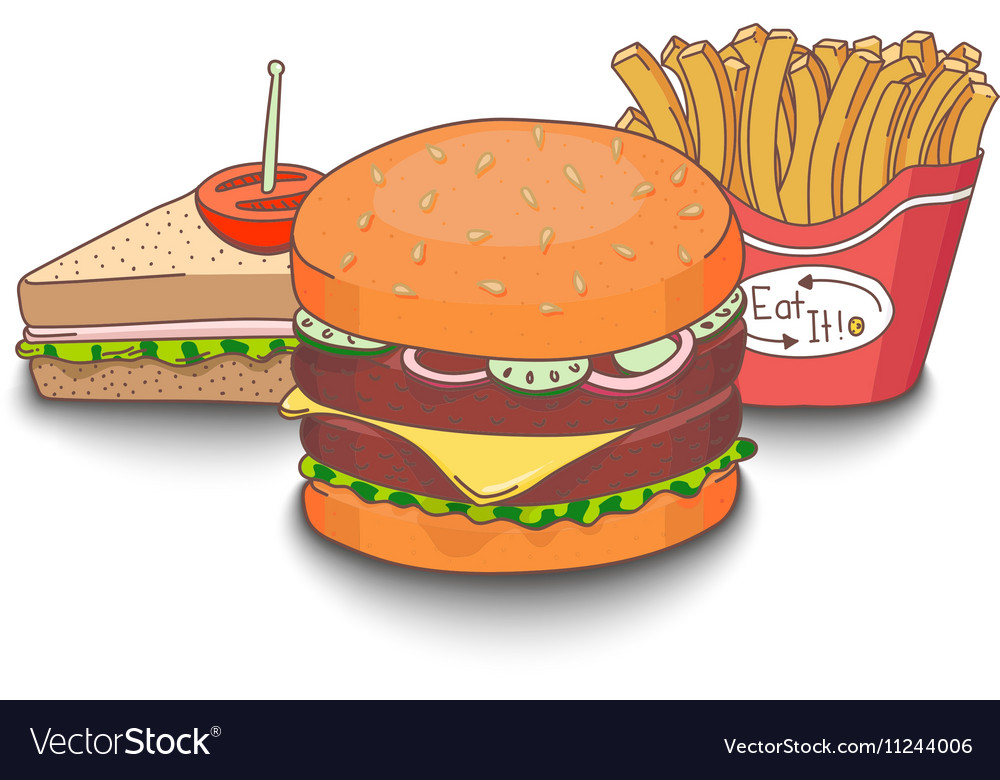 Cartoon fast-food meal Royalty Free Vector Image