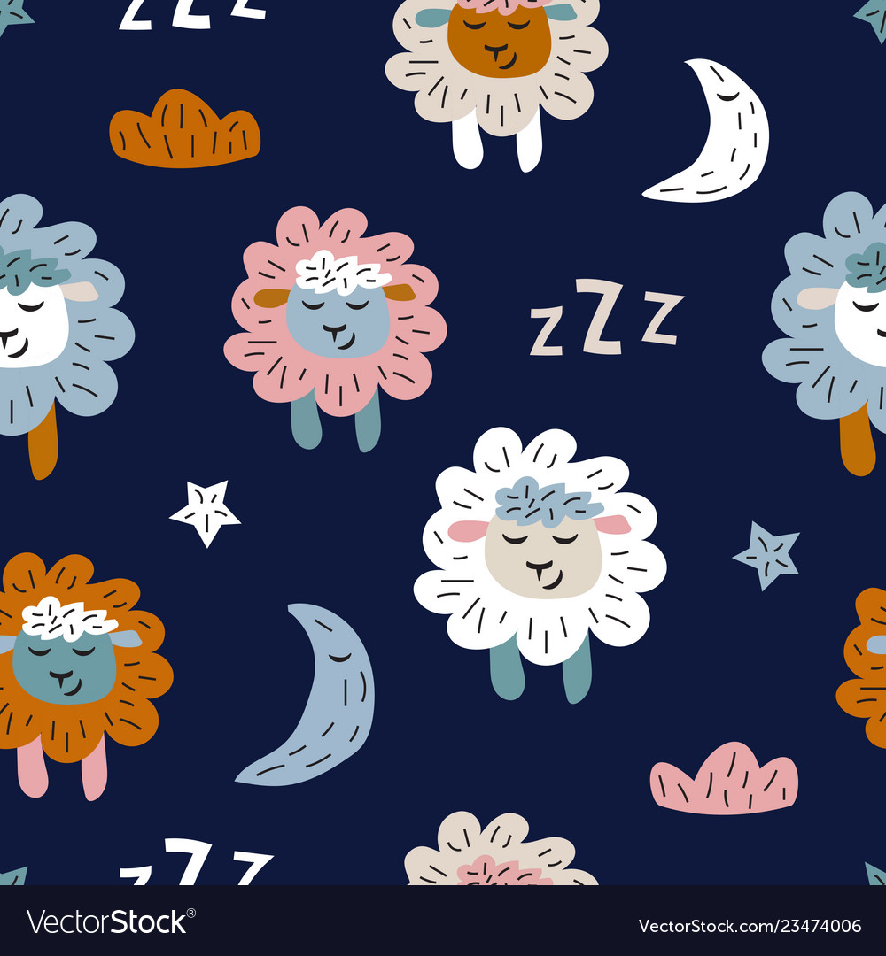 Childish seamless pattern with cute sheeps vector image Childish seamless pattern with cute sheeps