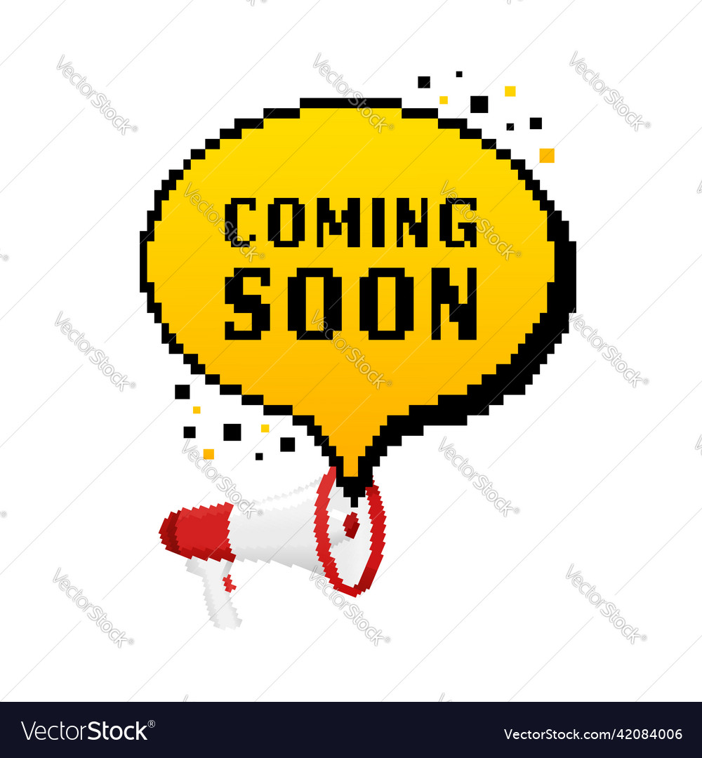 Coming soon megaphone on white background