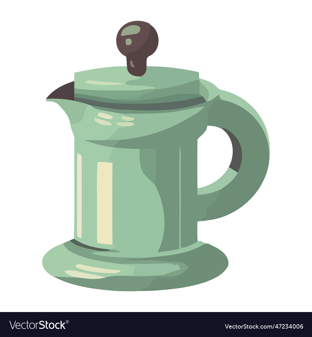 Green coffee pot handle kitchen equipment Vector Image