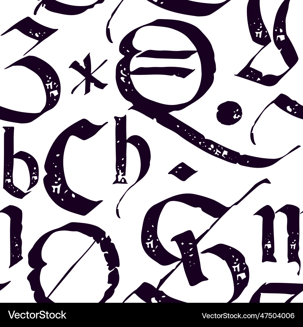 Medieval seamless pattern of calligraphic letters Vector Image