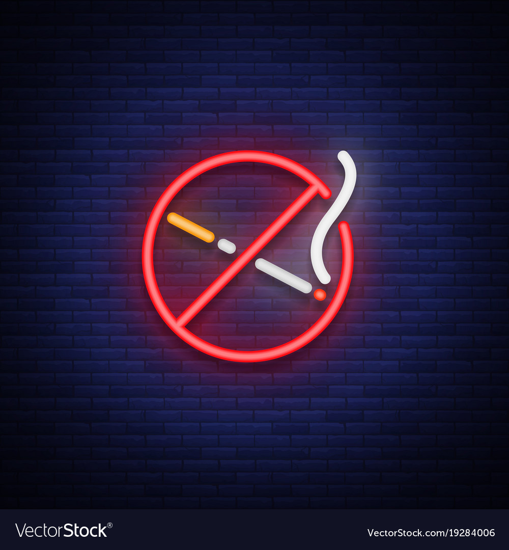 No smoking neon sign bright symbol icon Royalty Free Vector