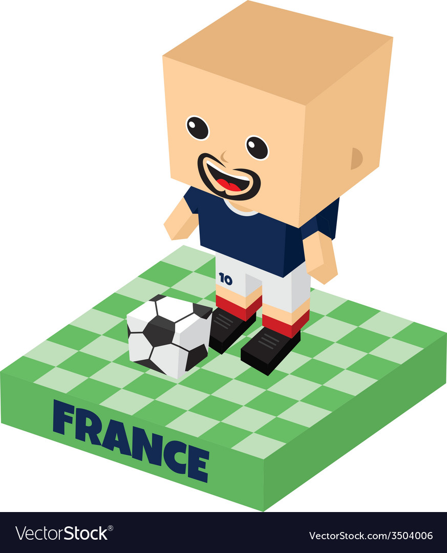 Soccer block isometric cartoon character