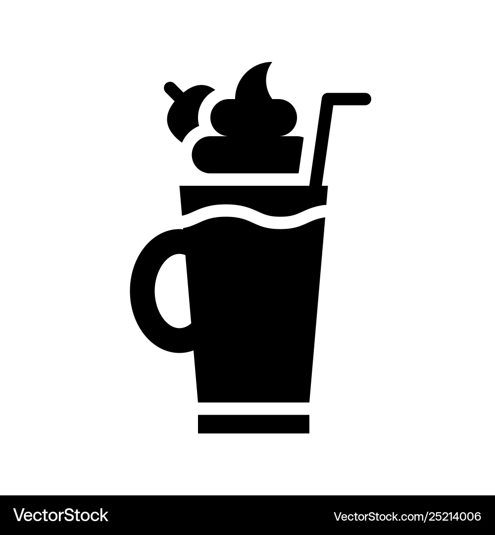 Strawberry milkshake beverage solid style icon Vector Image