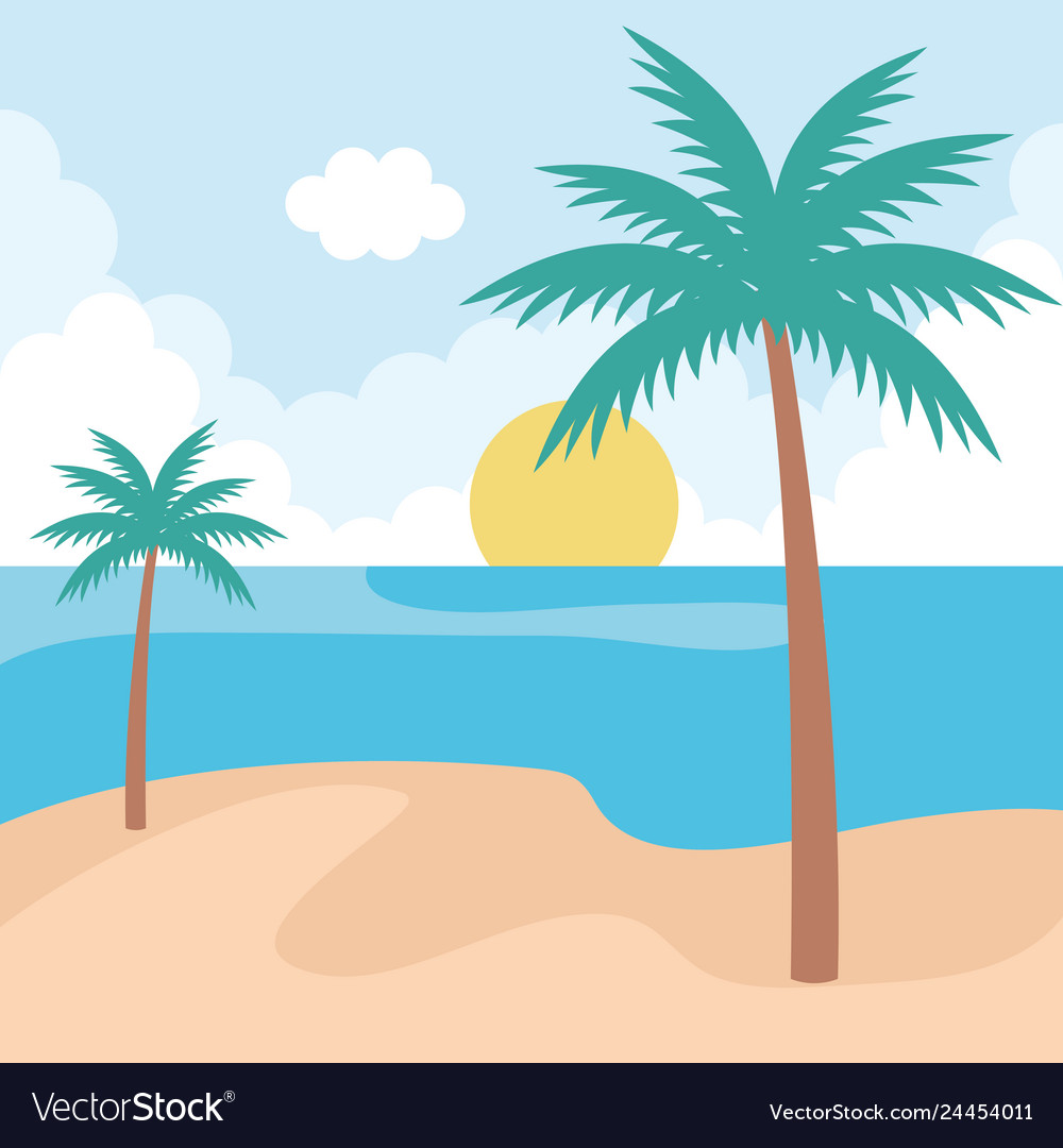 Beach seascape scene icon Royalty Free Vector Image