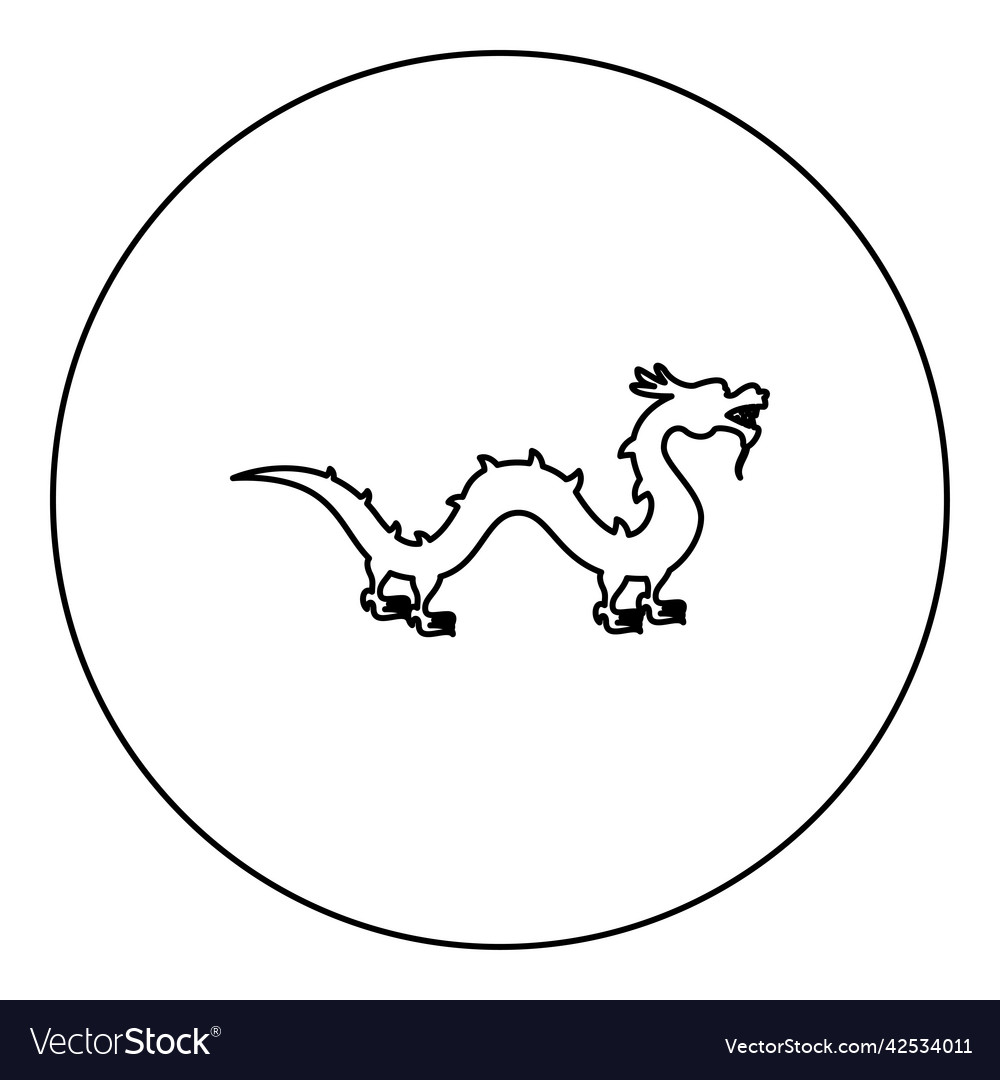 Chinese dragon icon in circle round black color