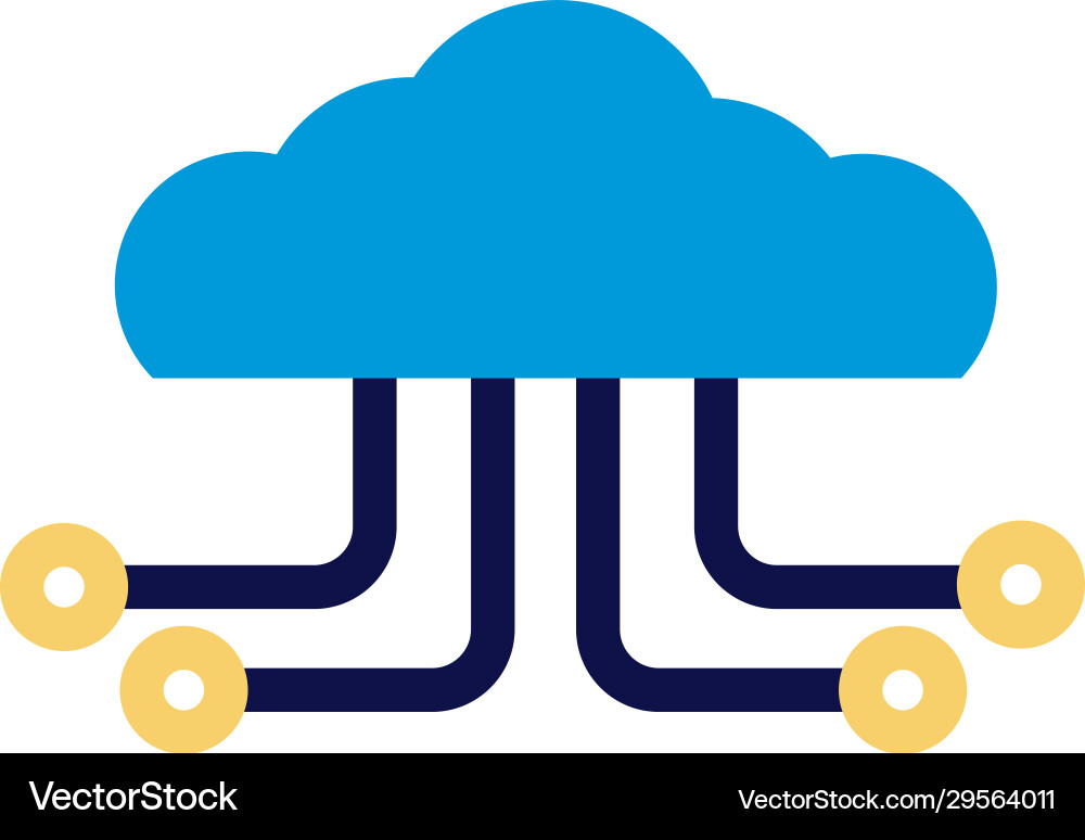 Cloud computing with lines network lineal color Vector Image