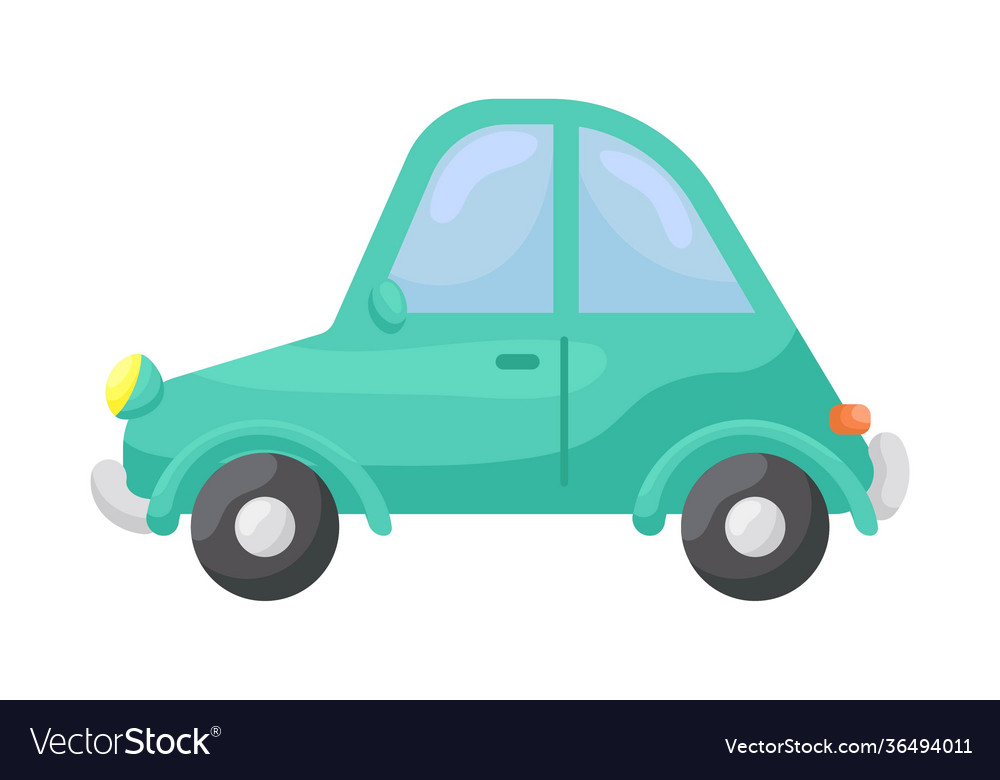 Cute Green Car On White Background Cartoon Vector Image