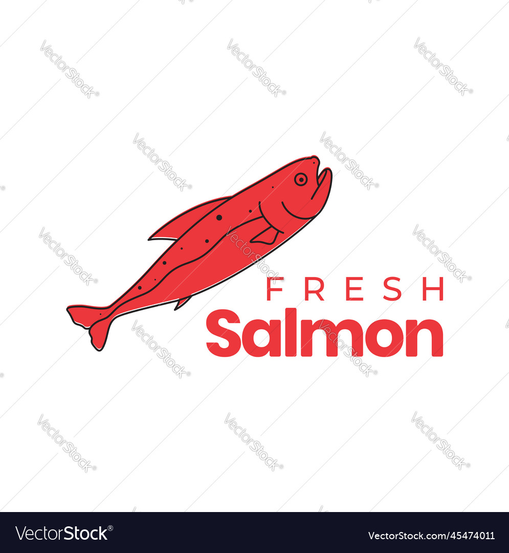 Fish salmon fivers food meat fresh taste logo Vector Image