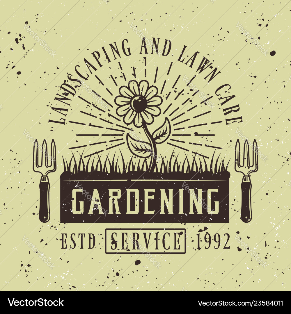 Flower colored emblem for gardening service Vector Image