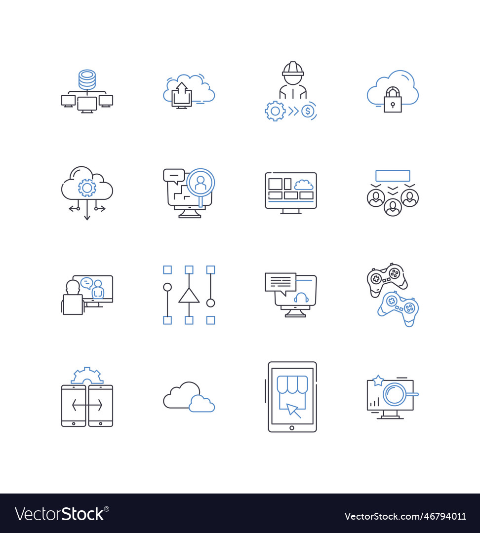 Internet devices line icons collection smartph