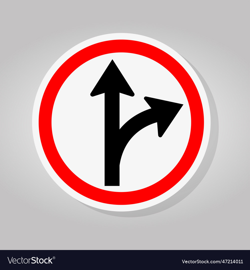 Proceed Straight Or Turn Right Road Sign Isolate Vector Image proceed-straight-or-turn-right-road-sign-isolate-vector-image