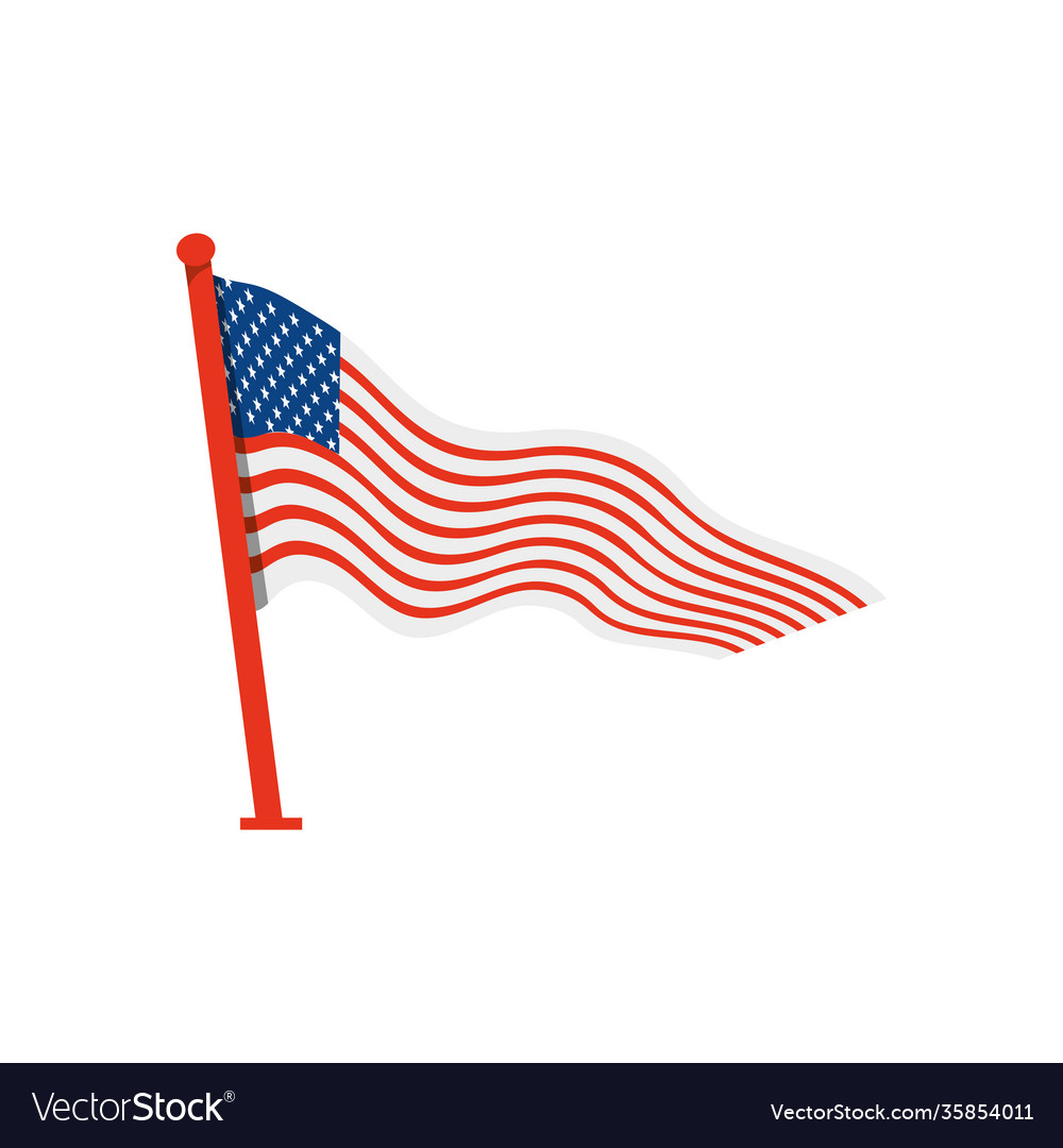 United states america flag with pole