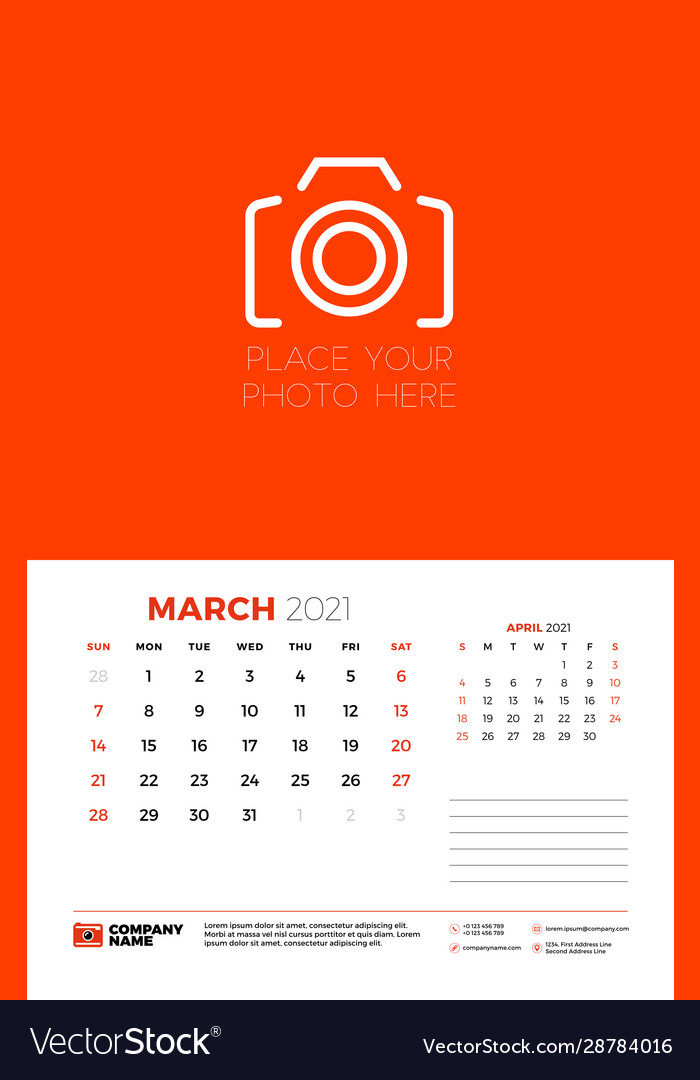 Calendar for march 2021 week starts on sunday Vector Image