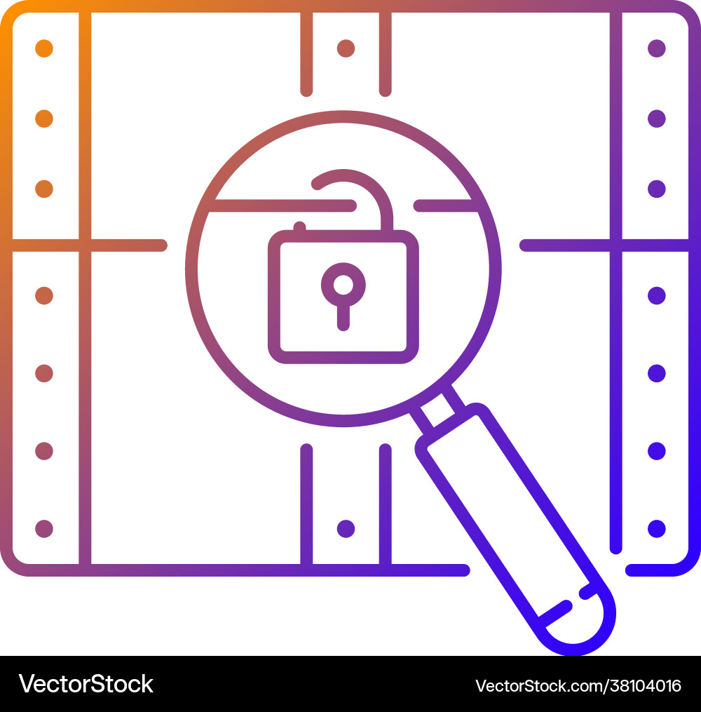 Chest with lock gradient linear icon Royalty Free Vector