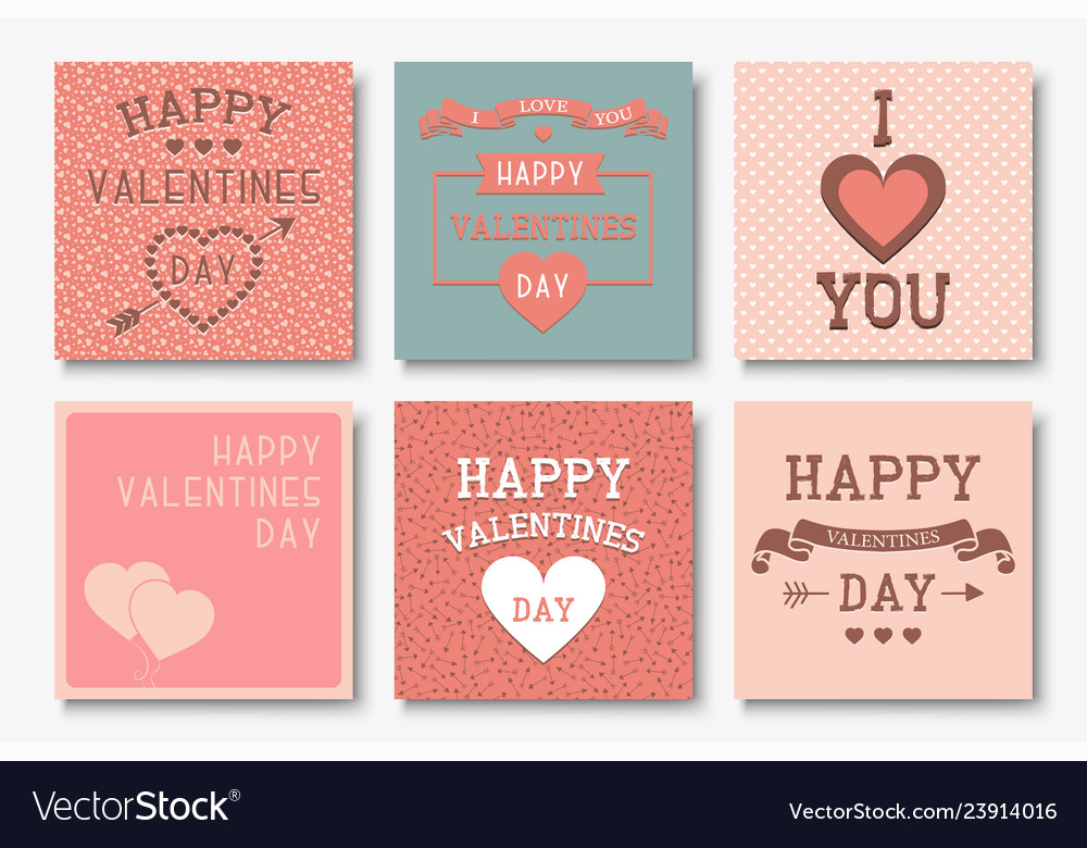 Collection beautiful happy valentines Royalty Free Vector