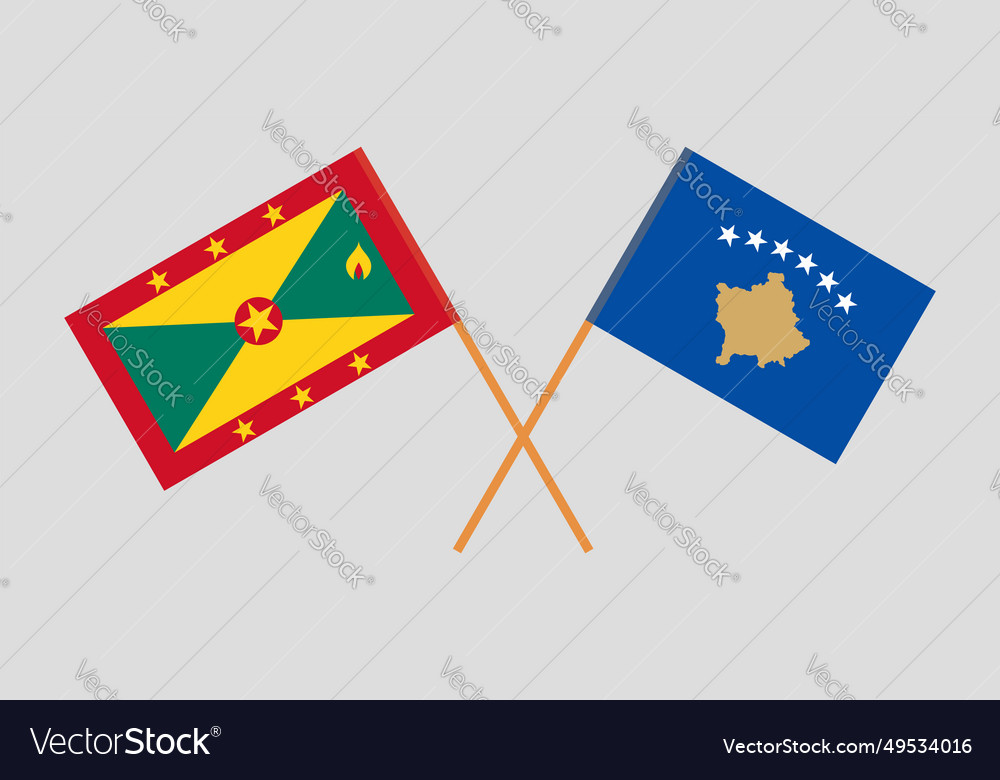 Gekreuzte Flaggen von grenada und kosovo offiziellen