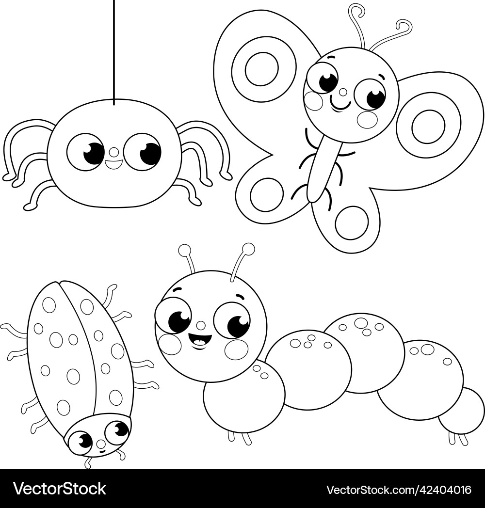 Cute insects collection Royalty Free Vector Image