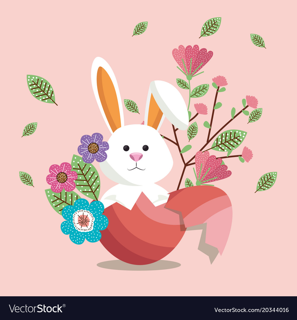 Cute rabbit happy easter card