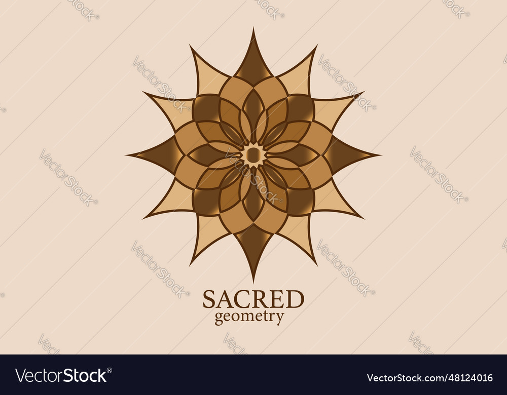 Gold flower of life mandala of sacred geometry Vector Image