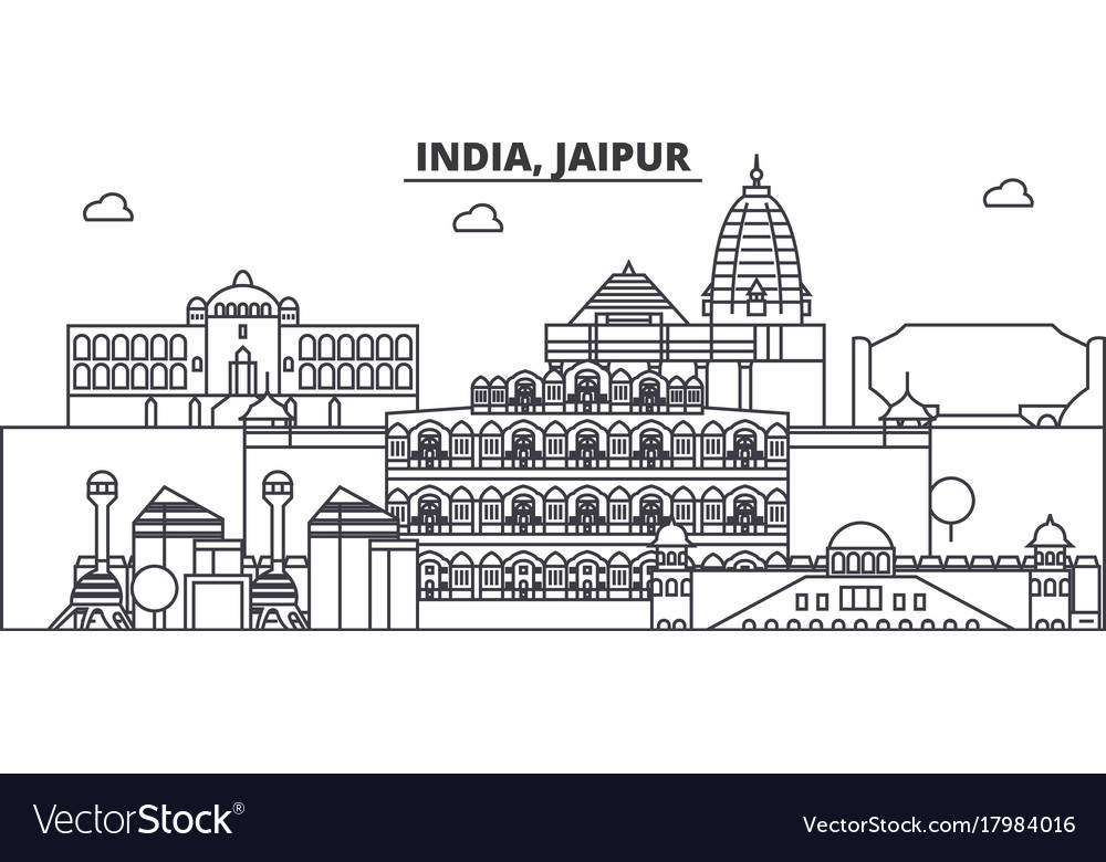 India jaipur architecture line skyline Royalty Free Vector