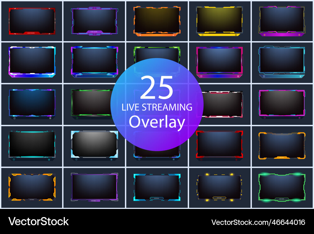 Live streaming overlay bundle design Royalty Free Vector