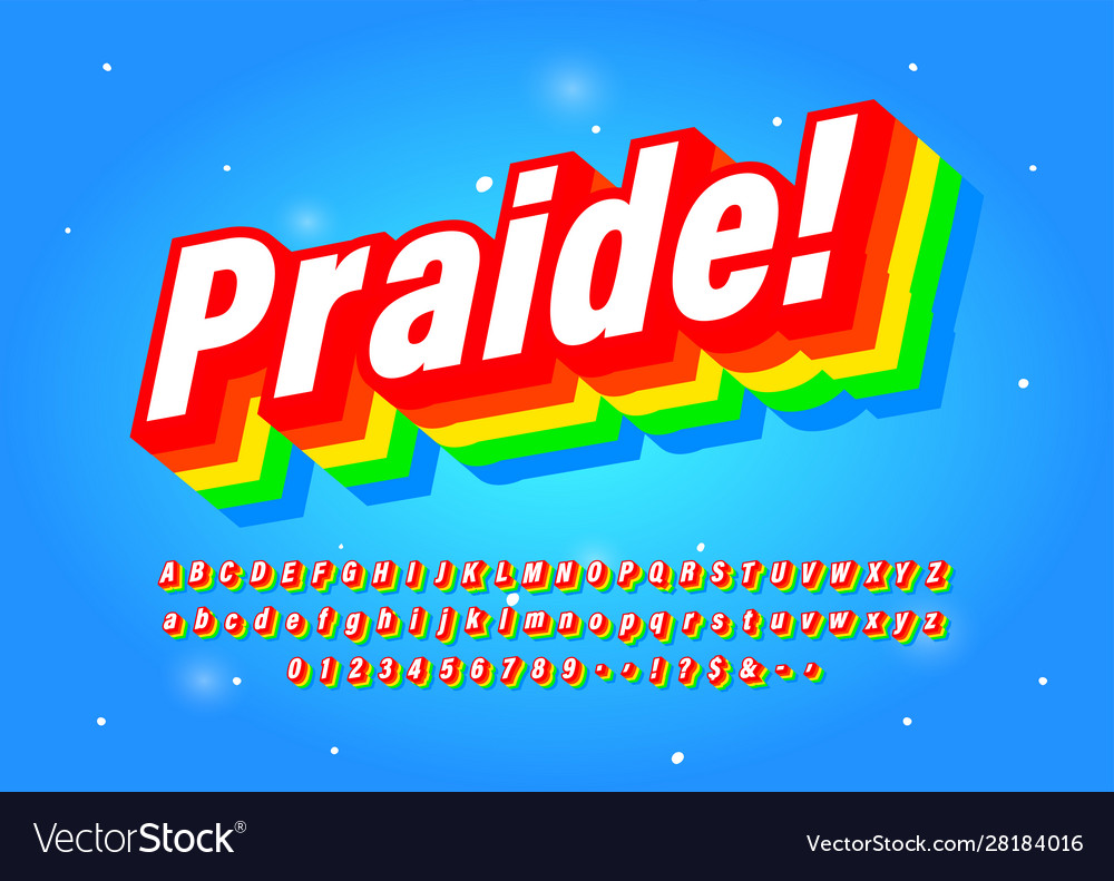 Pride Schriftart sechs Farbe Regenbogen Schriftart beabsichtigt